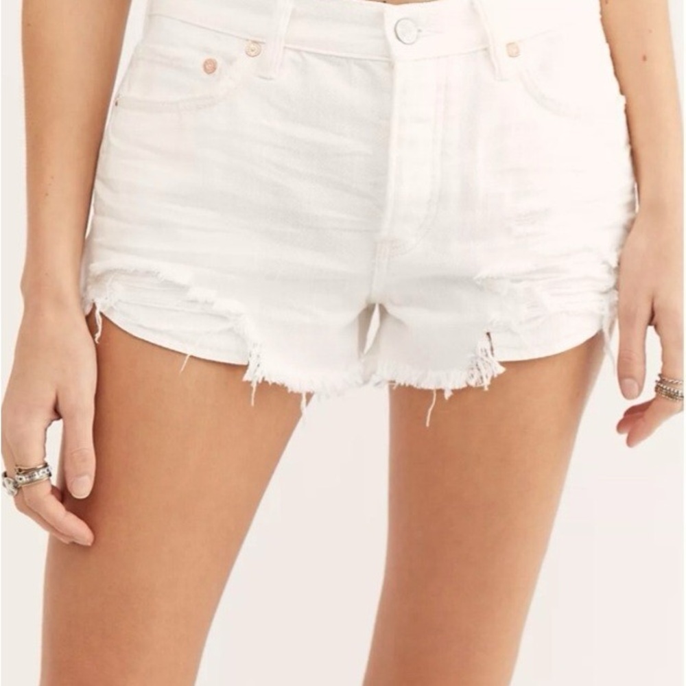 We The Free White Distressed Jean Shorts